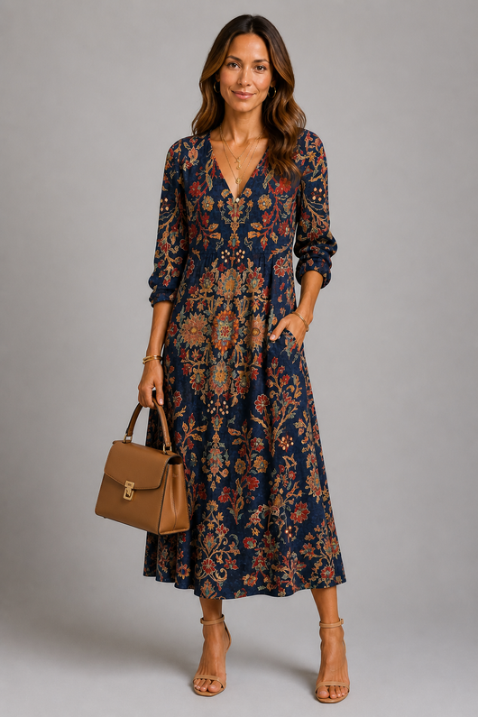 Herbstrosen-Kleid