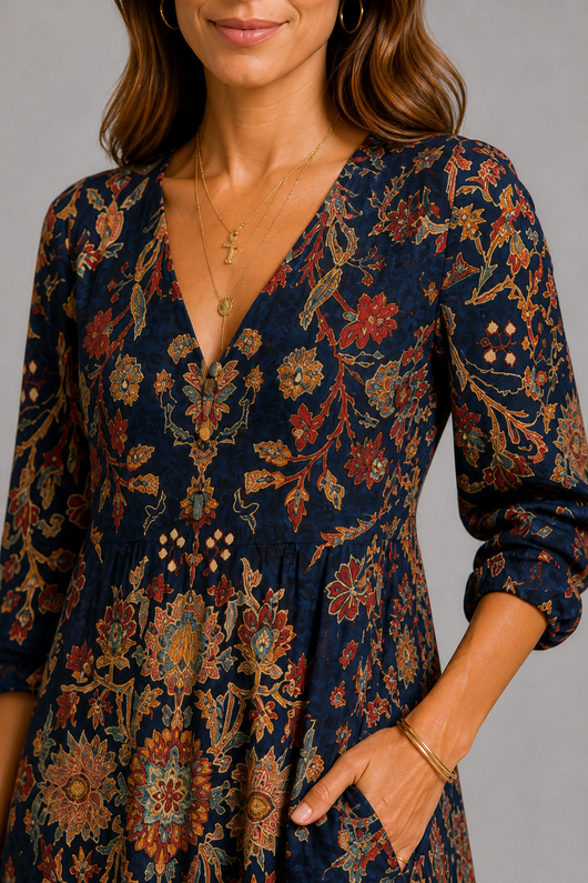 Herbstrosen-Kleid